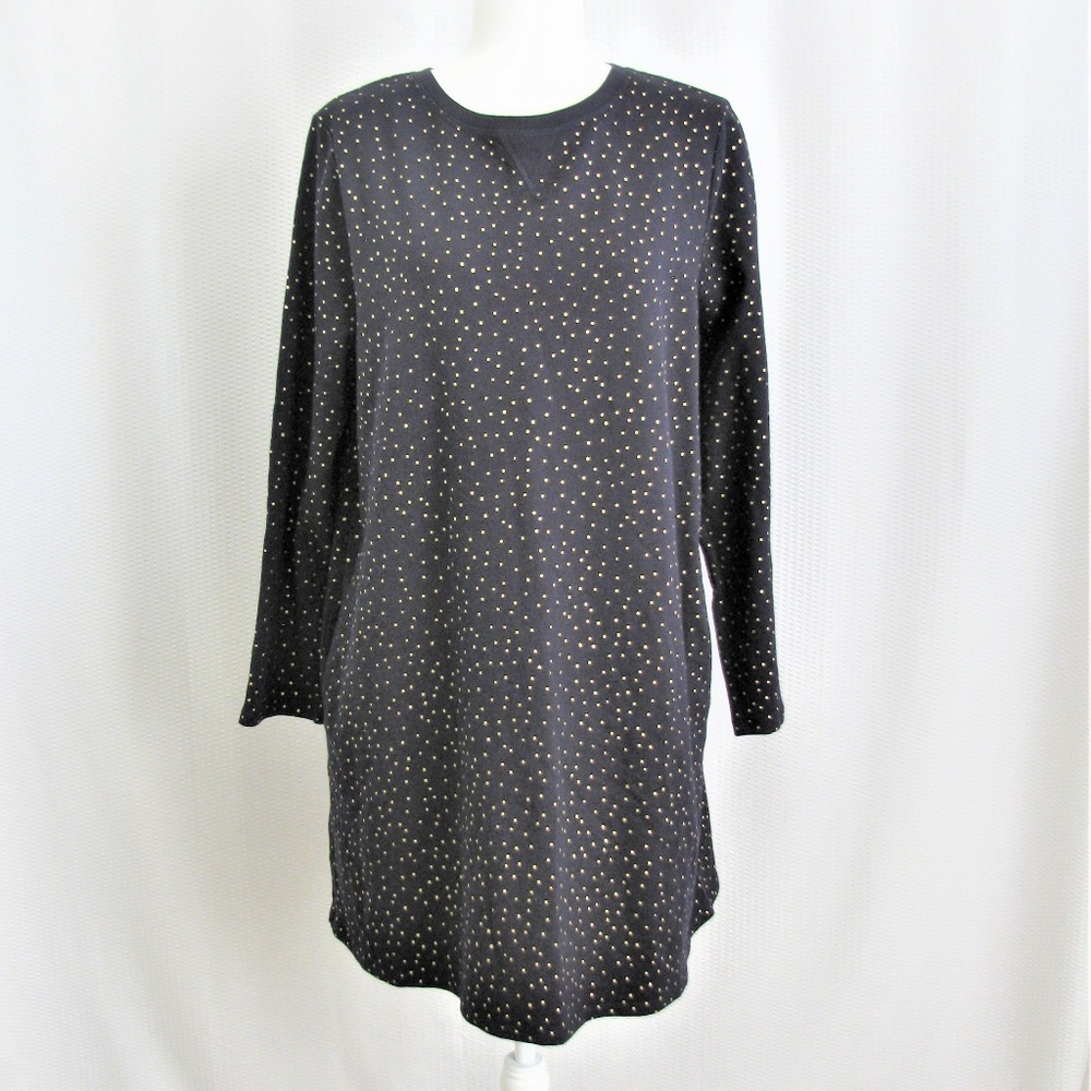 Boden polka dot swing dress navy/gold